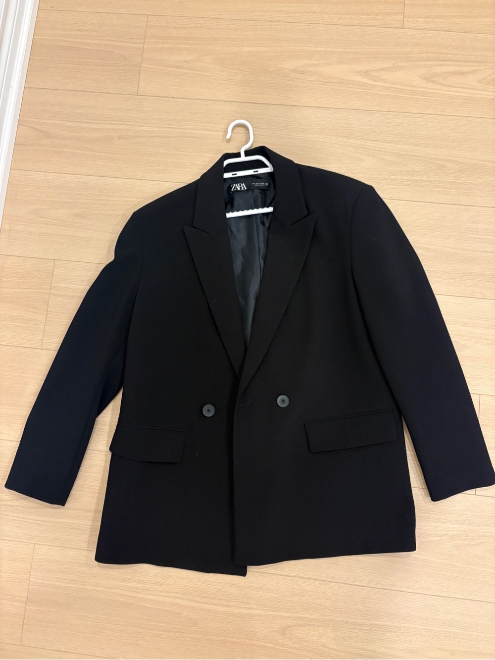 Zara Wome Black Oversized Double-Breasted Blazer